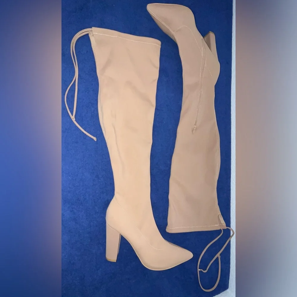 Olivia‎ Ferguson Beige Champagne/Nude Over-the-Knee Boots.